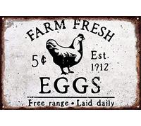 Funny Kitchen Farm Fresh Eggs Free Range Metal Tin Sign Wall Decor Decor Vintage Sign For Home Café Bar Decor Gifts Gift On Father'S Day And Mother'S Day Birthday Anniversary 8x12inch