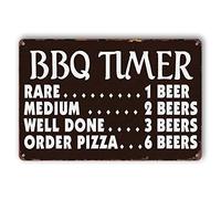 Funny Kitchen Signs Retro BBQ Timer Tin Sign Vintage Grilling Metal Signs For Outdoor Wall Decor Backyard Bar Signs Patio Barbecue Sign 8x12 Inch