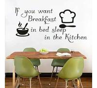 Funny Kitchen Stickers If You Want Breakfast in Bed Decals,Kitchen Wall Decor Vinyl Bowl Chef Hat DIY 59cm X 28cm
