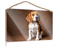 Funny Kitchen Wall Decor A Beagle Puppy Sitting On A Wooden Floor The Room Decorations Fall Porch Decor(23X35CM)