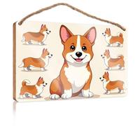 Funny Kitchen Wall Decor A Cute Cartoon Corgi in Various Poses The Room Decorations Fall Porch Decor(23X35CM)