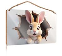 Funny Kitchen Wall Decor A Cute Rabbit Peeks Out of A Hole in The Wall The Room Decorations Fall Porch Decor(15X28CM)