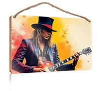 Funny Kitchen Wall Decor A Man in A Top Hat Playing an Electric Guitar The Room Decorations Fall Porch Decor(15X28CM)