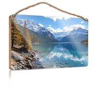 Funny Kitchen Wall Decor A Serene Lake Surrounded By Snow-Capped Mountains The Room Decorations Fall Porch Decor(23X35CM)
