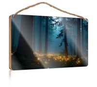 Funny Kitchen Wall Decor Enchanted Forest with Glowing Lights The Room Decorations Fall Porch Decor(15X28CM)