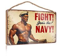 Funny Kitchen Wall Decor Fight! Join The Navy! The Room Decorations Fall Porch Decor(20X30CM)