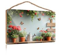 Funny Kitchen Wall Decor Garden Scene with Flowers, Butterflies, and Wooden Signs The Room Decorations Fall Porch Decor(20X30CM)