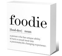 Funny Kitchen Wood Block Signs,Foodie Definition Wooden Box Sign for Home Shelf Farmhouse Kitchen Tabletop Desk Decor,Humorous Kitchen Sign Decor 5x5 Inch