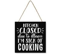 Funny Kitchen Wooden Hanging Sign Decor,Rustic Kitchen Closed Due To Illness I'M Sick Of Cooking Kitchen Sign Wooden Hanging Signfor Farmhouse Home Kitchen Wall Decorations