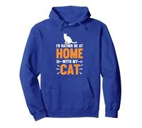 Funny Kitten Lover Owner I'd Rather Be At Home With My Cat Pullover Hoodie, Adult Unisex, Royal Blue, Small