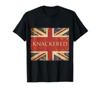 Funny Knackered Union Jack Flag UK Tired Cool British Slang T-Shirt