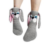 Funny Knitted Crocodile 3D Animal Novelty Shark Fish Winter Warm Floor Socks (B-Grey Dog, Free Size)