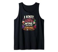 Funny Knitting Design Knit Wine Cursing Yarn Humor Tank Top