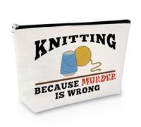 Funny Knitting Gift for Knitting Lovers Makeup Bag Crochet Gifts for Crochet Lovers Christmas Birthday Gift for Women Friends Crocheters Knitters Mothers Day Present for Mom Zipper Cosmetic Pouch