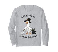 Funny Knitting Goose Witch Knit Happens Even on Halloween Long Sleeve T-Shirt