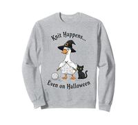 Funny Knitting Goose Witch Knit Happens Even on Halloween Sweatshirt