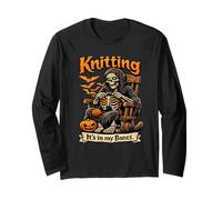 Funny Knitting in My Bones Skeleton Crochet Craft Grandma Long Sleeve T-Shirt