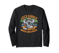 Funny Koala Cuddle Watching Naked and Afraid TV Show Humor Long Sleeve T-Shirt