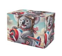 Funny Koala Plane Pet Crate Cover with Roll-up Sides Water-Resistant Dog Cage Cover Large