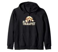 Funny Lab Puppy My Therapist Labrador Dog Zip Hoodie