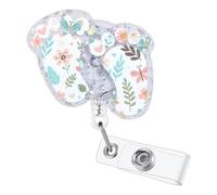 Funny Labor and Delivery Nurse Badge Reel, Cute Floral Footprints Retractable ID Pediatric Badge Holder, Name Tag Badge Buddy for RN LPN CNA MA NICU L&D OB/GYN Obstetric Nurse New Moms & Dads