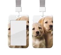 Funny Labrador Puppy Dog Id Badge Holder with Lanyard Waterproof Key Card Holder Case Id Card Protector with Clear Id Window Name Tags for Women Men Work Office Doctor Nurse