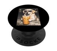Funny Labrador Retriever Drinking Iced Coffee Dog Meme PopSockets Adhesive PopGrip