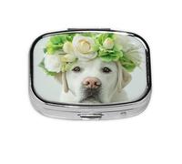 Funny Labrador Retriever Puppy,Meta Pill Box 2 Compartment Medicine Case,Portable Organizer,Rectangle Meta Portable Organizer Pill Box 1538 Compartment Medicine Case