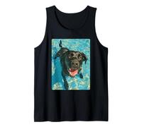 Funny Labrador Retriever with Sunglasses Dog Swimming Summer Tank Top