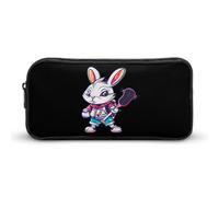 Funny Lacrosse Player Bunny Large Pencil Case Big Capacity Pencil Pouch Pen Bag Marker Pen Case for Women Men