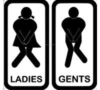 Funny Ladies and Gents Toilet Door Vinyl Stickers / Signs - Shelly Travers
