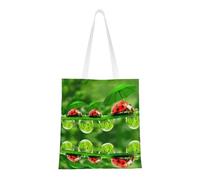 Funny Ladybug Fashion Canvas Tote Bag With All Over Print Design, Large Reusable Shopper Tote With Double Handles,Beach Tote, Weekend Bag