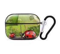 Funny Ladybug Holding Umbrellas AirPods Pro Case Cover with Keychain Ring PC Hard Shell Protective Case for AirPods Pro 2nd for Women Men Generation Easy Open Full Drop Protection Cover Black-Style