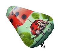 Funny Ladybug Holding Umbrellas Bike Seat Cover for Men Women Water Repellent Exercise Bike Seat Cushion Adjustable Bicycle Seat for Outdoor Biking