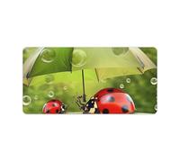 Funny Ladybug Holding Umbrellas Keyboard Mat Large Gaming Mouse Pad, Anti-Slip Desk Mat for Desktop Desk Work/Home Writing Mat 11.8 * 23.6 Inches