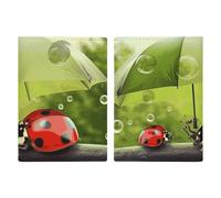 Funny Ladybug Holding Umbrellas Passport Holder, ID Card Protector Case Passport Holder with Slot Passports Travel Wallet Document Cover for Women And Men