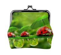 Funny Ladybug Holding Umbrellas Printing Small Coin Purse, Lightweight Travel Wallet for Sightseeing Tours and Shopping Sprees