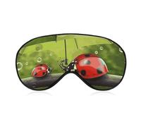Funny Ladybug Holding Umbrellas Sleep Mask for Women Men Side Sleeper Eye Cover with Adjustable Strap Soft Breathable Blackout Mask Slip-Free Deep Sleeping Travel Essentials