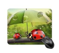Funny Ladybug Holding Umbrellas Square Mouse Pad Portable Computer Mousepad with Non-Slip Rubber Base 20 * 25cm Ultra-Thin Gaming Mouse Mat for Computer Laptop Office Desk Accessories