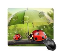 Funny Ladybug Holding Umbrellas Square Mouse Pad Portable Computer Mousepad with Non-Slip Rubber Base 18 * 22cm Ultra-Thin Gaming Mouse Mat for Computer Laptop Office Desk Accessories