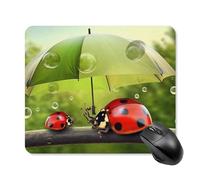 Funny Ladybug Holding Umbrellas Square Mouse Pad Portable Computer Mousepad with Non-Slip Rubber Base 25 * 30cm Ultra-Thin Gaming Mouse Mat for Computer Laptop Office Desk Accessories