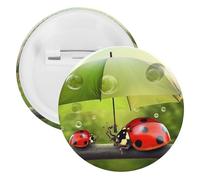 Funny Ladybug Holding Umbrellas Tinplate Badge Personalized Round Brooch Large Craft Button Suitable for Teachers, Nurses, Doctors, Staff, Party Gift Accessories, 12PCS, Plastic, plastics