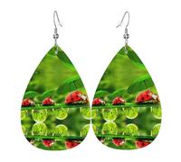 Funny Ladybug Holding Umbrellas Women'S Drop-Shaped Leather Earrings Are Suitable For Parties, Holiday Parties And Gifts.