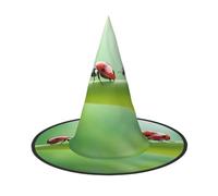 Funny Ladybug Print Carnival Halloween Witch Hat Costume Accessory Foldable Cap Party Masquerade Decor