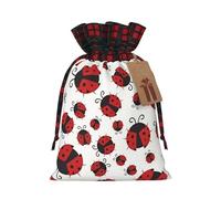 Funny Ladybug Print Drawstring Bags, Candy Snack Bag, Reusable Holiday Pouches for Wrapping & Storage M