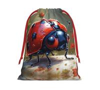 Funny Ladybug Print Drawstring Gift Bag With Pull Cord Closure For Gifting And Storage