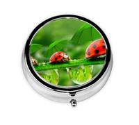 Funny Ladybug Print Pill Box for Pocket Round Pill Box 3 Compartment Decorative Portable Travel Pill Holder Tablet Vitamin Organizer Mini Pill Case(2pcs)