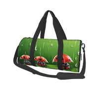 Funny Ladybug Print Round Duffel Bag, Canvas Overnight Travel Tote Bag, Waterproof and Tear-Resistant.Foldable Weekend Travel Bag