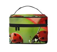 Funny Ladybug Print Travel Makeup Bag - Large Capacity Lightweight Cosmetic Organizer with Handle & Zipper Closure, Large Capacity Toiletry Bags, Holiday Essentials for Women