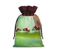 Funny Ladybug Printed Reusable Gift Bags - Christmas Drawstring Pouches for Xmas, Birthday, Wedding, Holidays